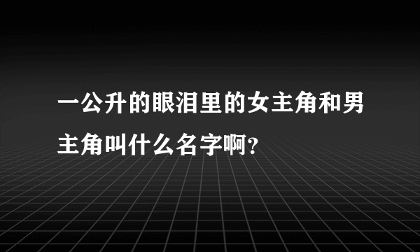 一公升的眼泪里的女主角和男主角叫什么名字啊？