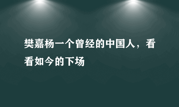 樊嘉杨一个曾经的中国人，看看如今的下场