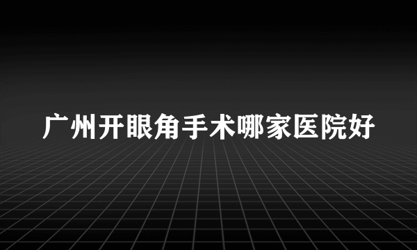 广州开眼角手术哪家医院好