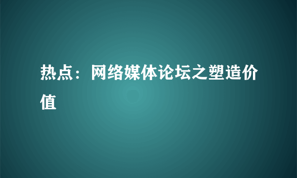 热点：网络媒体论坛之塑造价值