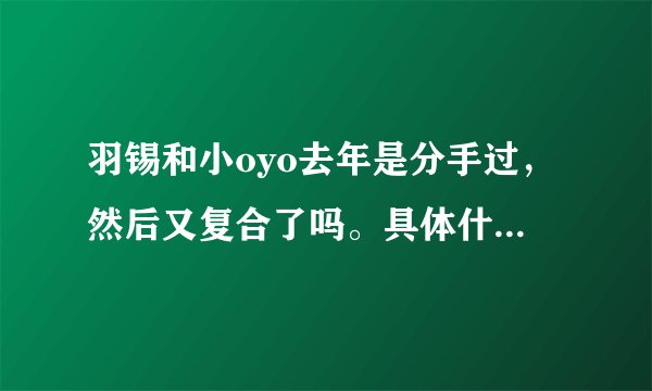 羽锡和小oyo去年是分手过，然后又复合了吗。具体什么情况。好奇问下。谢谢。