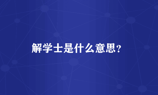 解学士是什么意思？