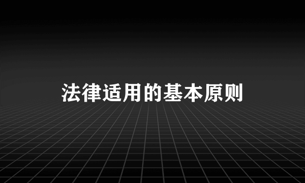 法律适用的基本原则