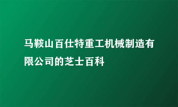 马鞍山百仕特重工机械制造有限公司的芝士百科