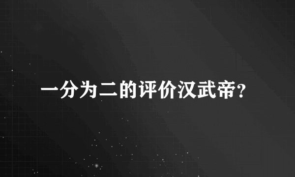 一分为二的评价汉武帝？