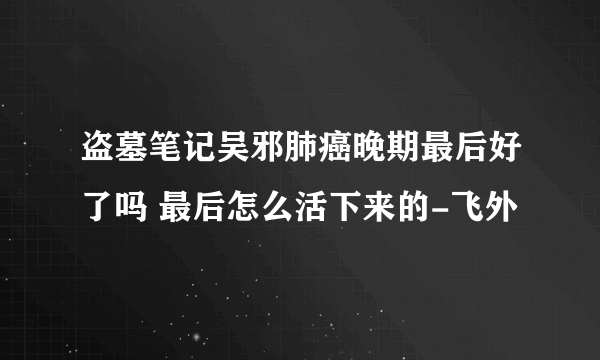 盗墓笔记吴邪肺癌晚期最后好了吗 最后怎么活下来的-飞外