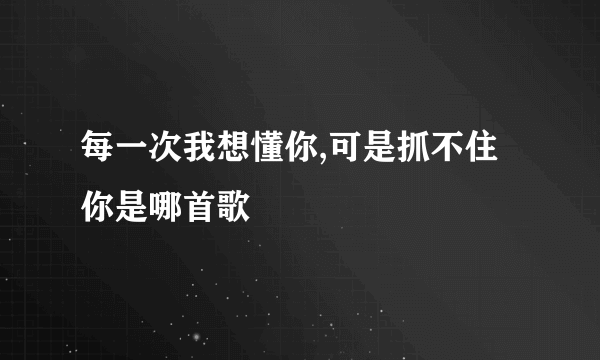 每一次我想懂你,可是抓不住你是哪首歌