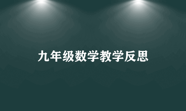 九年级数学教学反思