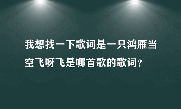 我想找一下歌词是一只鸿雁当空飞呀飞是哪首歌的歌词？