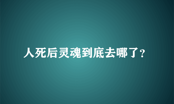 人死后灵魂到底去哪了？