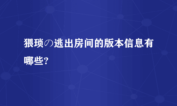 猥琐の逃出房间的版本信息有哪些?