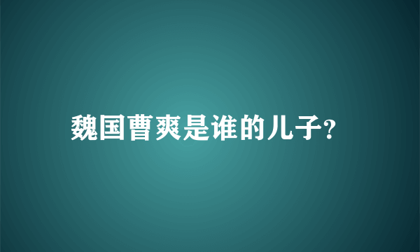 魏国曹爽是谁的儿子？