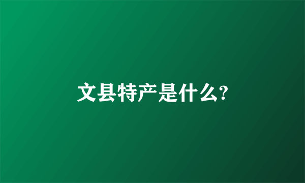 文县特产是什么?