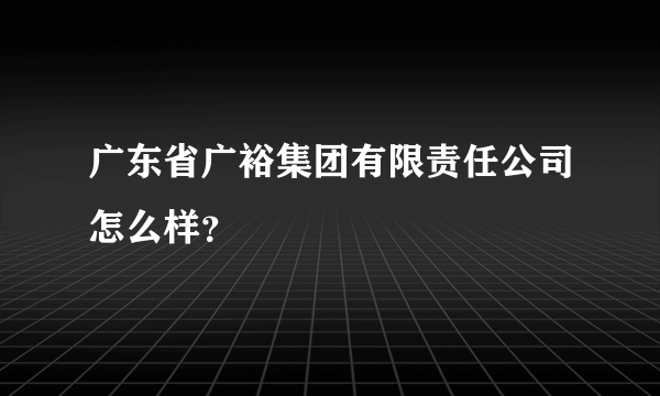 广东省广裕集团有限责任公司怎么样？