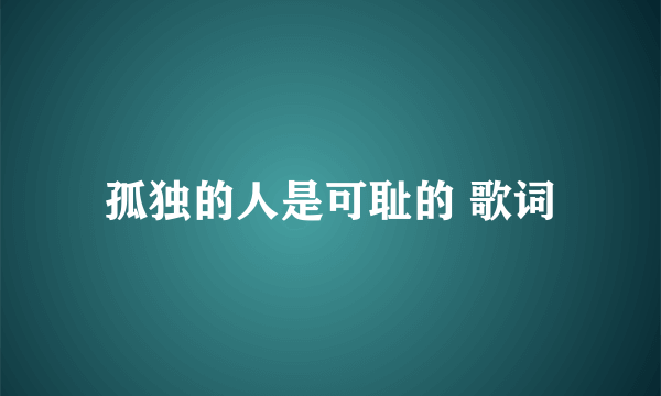 孤独的人是可耻的 歌词