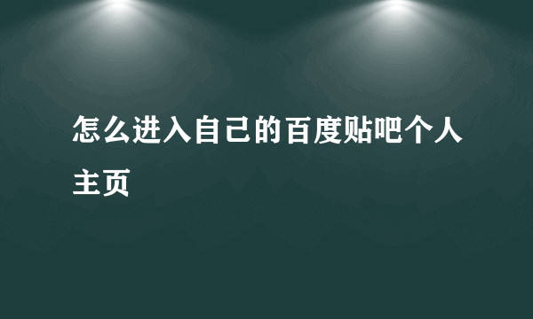 怎么进入自己的百度贴吧个人主页