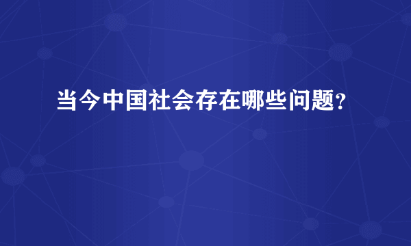 当今中国社会存在哪些问题？