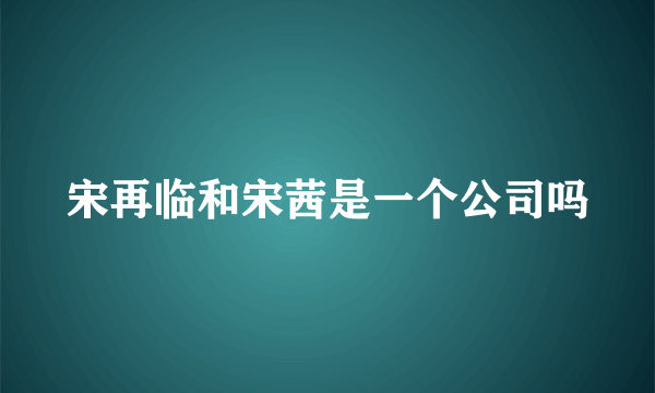 宋再临和宋茜是一个公司吗