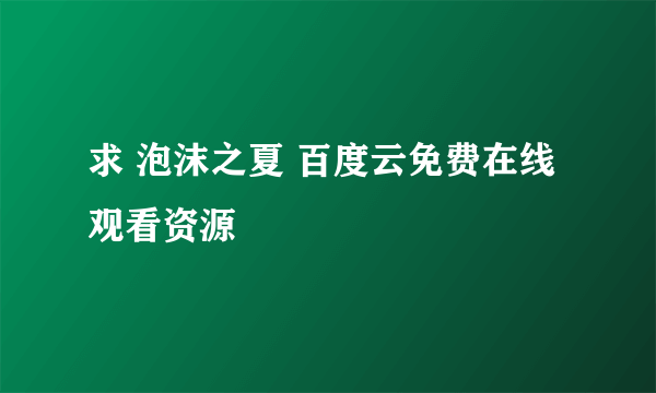 求 泡沫之夏 百度云免费在线观看资源