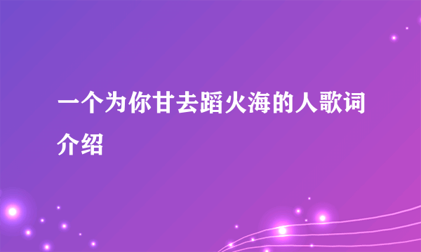 一个为你甘去蹈火海的人歌词介绍