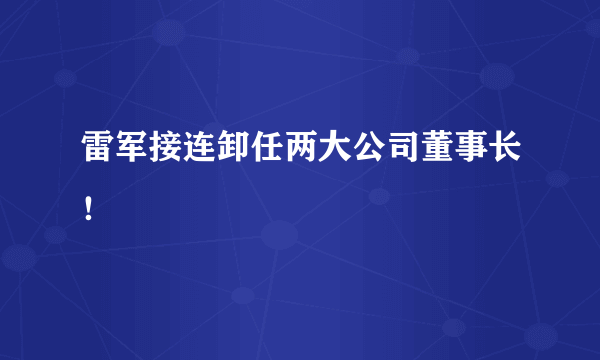 雷军接连卸任两大公司董事长！