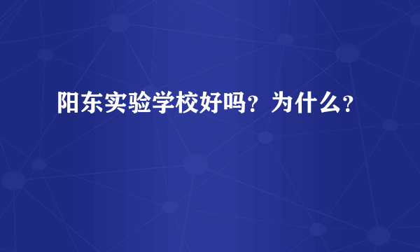 阳东实验学校好吗？为什么？