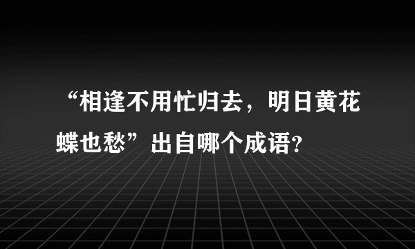 “相逢不用忙归去，明日黄花蝶也愁”出自哪个成语？