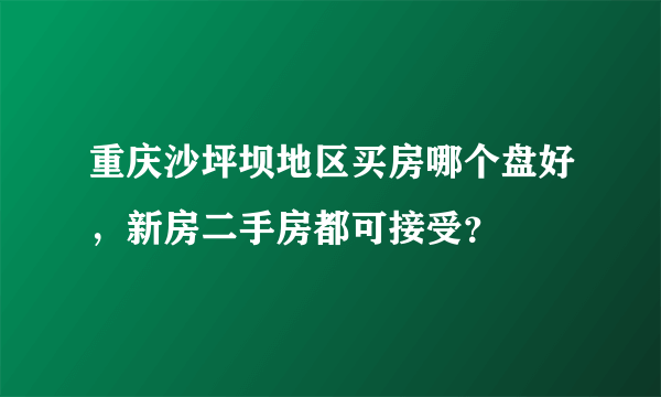 重庆沙坪坝地区买房哪个盘好，新房二手房都可接受？