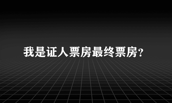 我是证人票房最终票房？