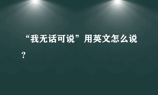 “我无话可说”用英文怎么说？