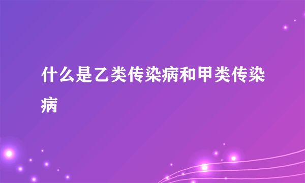 什么是乙类传染病和甲类传染病