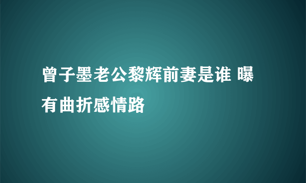 曾子墨老公黎辉前妻是谁 曝有曲折感情路