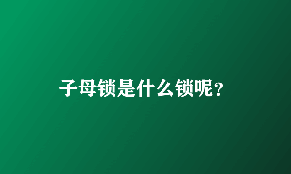 子母锁是什么锁呢？