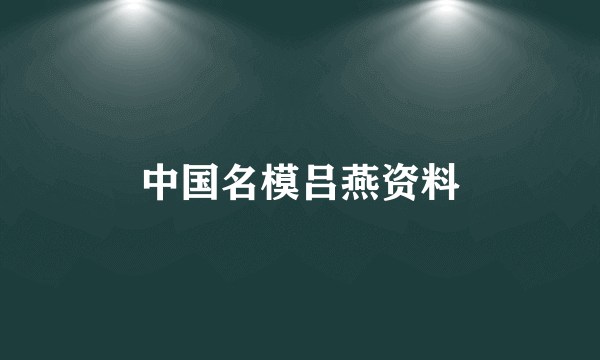 中国名模吕燕资料