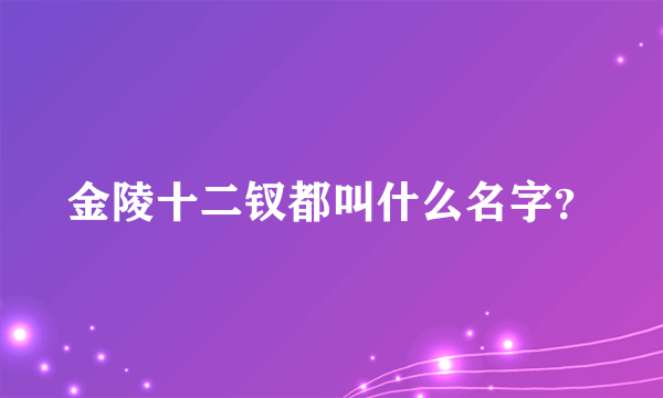 金陵十二钗都叫什么名字？