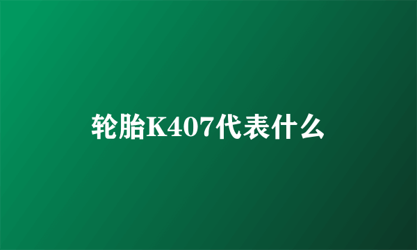 轮胎K407代表什么