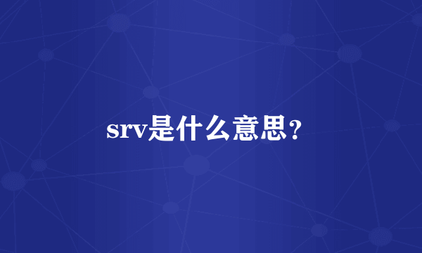 srv是什么意思？