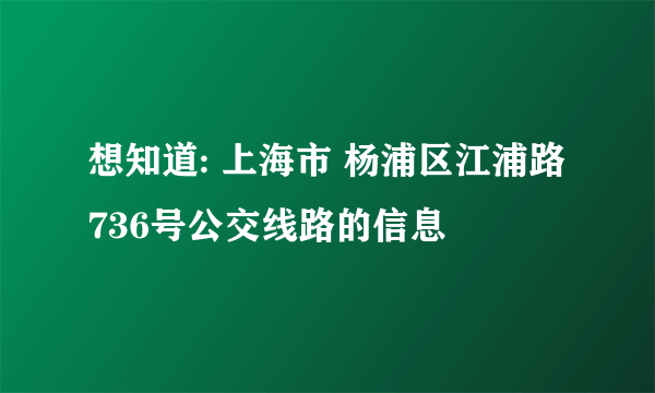 想知道: 上海市 杨浦区江浦路736号公交线路的信息