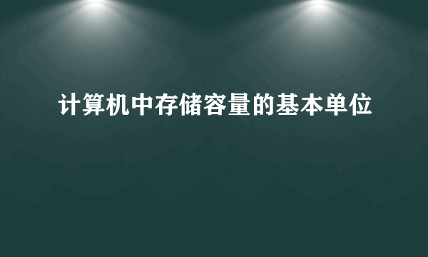 计算机中存储容量的基本单位