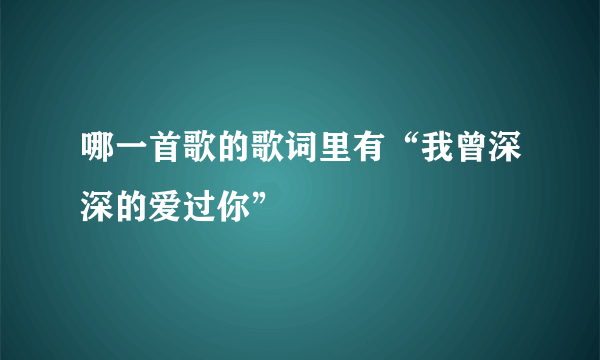 哪一首歌的歌词里有“我曾深深的爱过你”