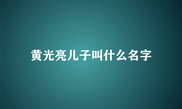 黄光亮儿子叫什么名字