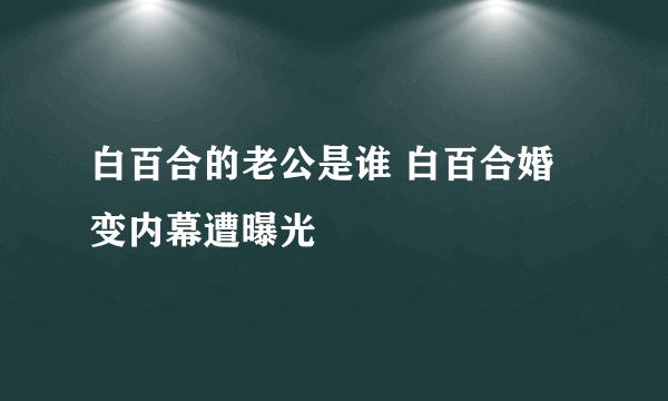 白百合的老公是谁 白百合婚变内幕遭曝光