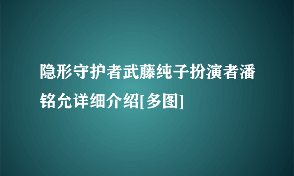 隐形守护者武藤纯子扮演者潘铭允详细介绍[多图]