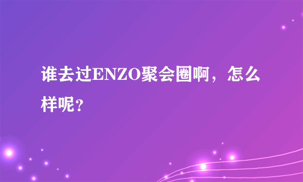 谁去过ENZO聚会圈啊，怎么样呢？