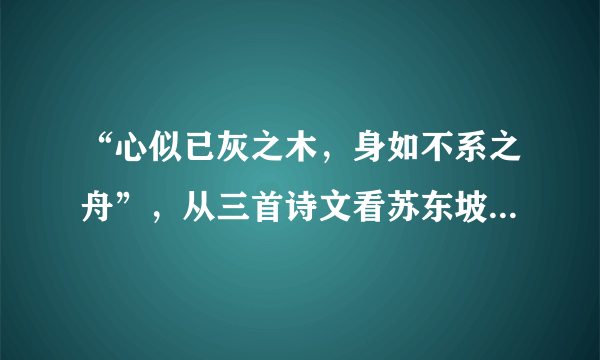 “心似已灰之木，身如不系之舟”，从三首诗文看苏东坡智慧情怀