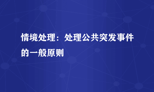 情境处理：处理公共突发事件的一般原则