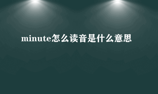 minute怎么读音是什么意思