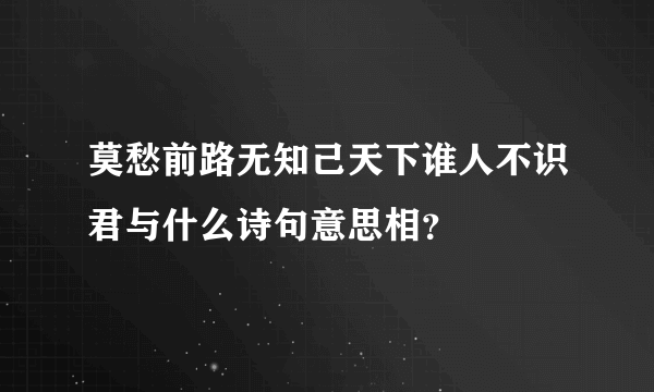 莫愁前路无知己天下谁人不识君与什么诗句意思相？