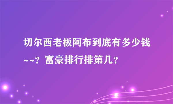 切尔西老板阿布到底有多少钱~~？富豪排行排第几？