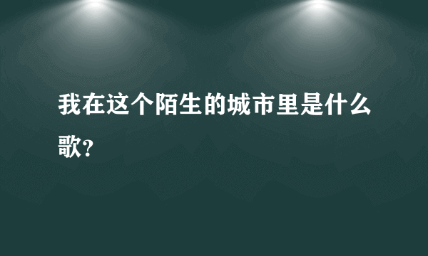 我在这个陌生的城市里是什么歌？